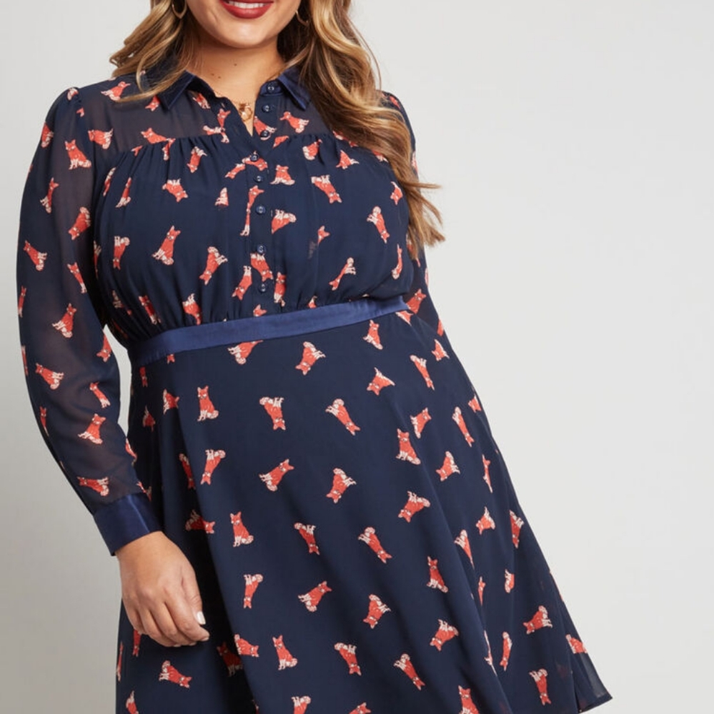 Modcloth Chiffon Shirtdress Foxes